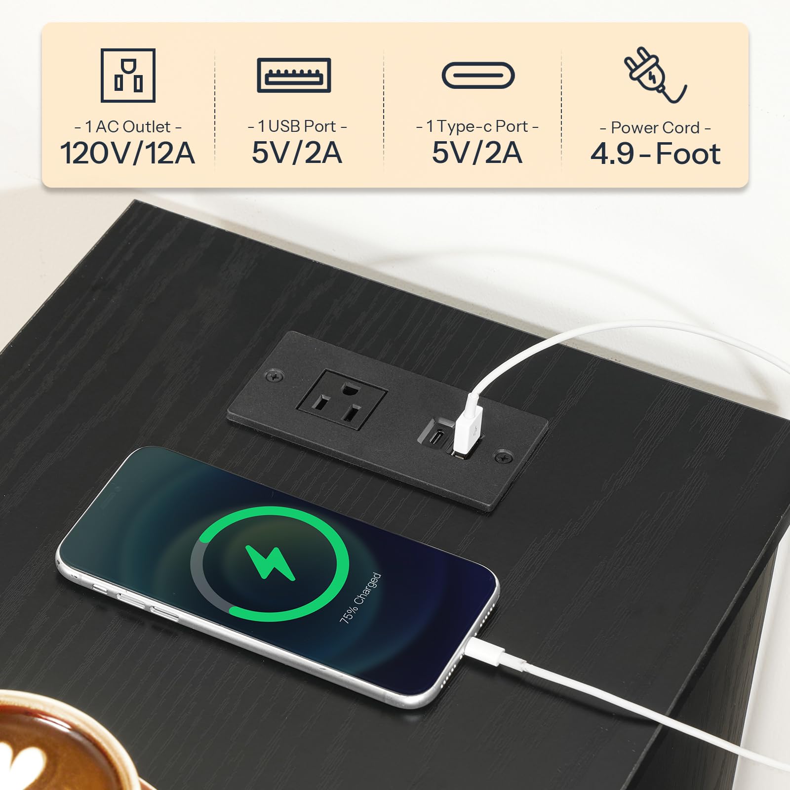 hoobro-table-de-chevet-noire-cannel-e-avec-station-charge image 7