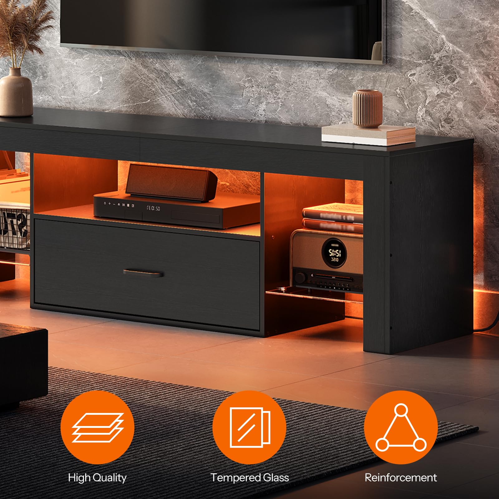 hoobro-meuble-tv-led-65-pouces-noir-avec-prises image 8
