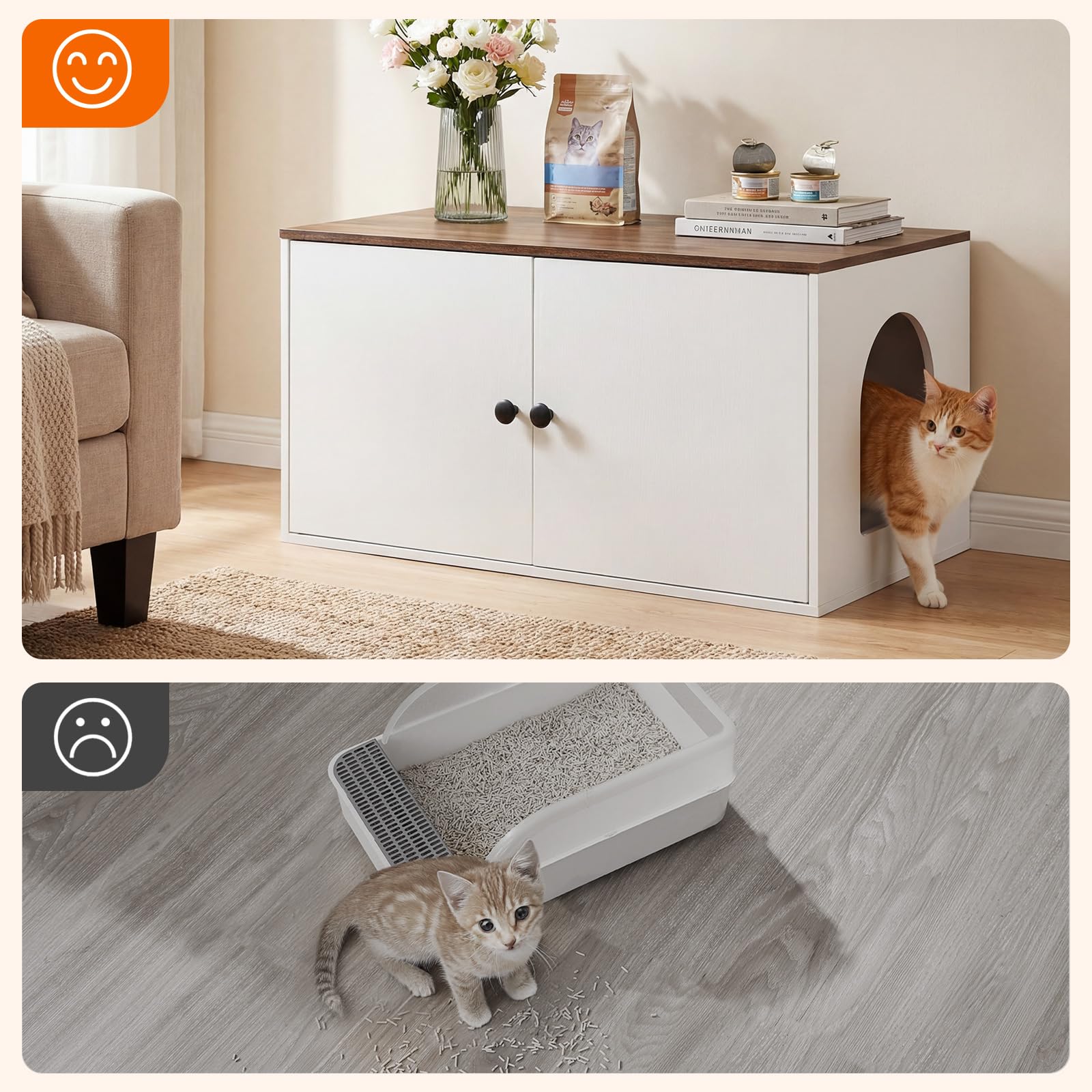 hoobro-pet-furniture-meuble-liti-re-chat-blanc-entr-e-lat-rale image 8