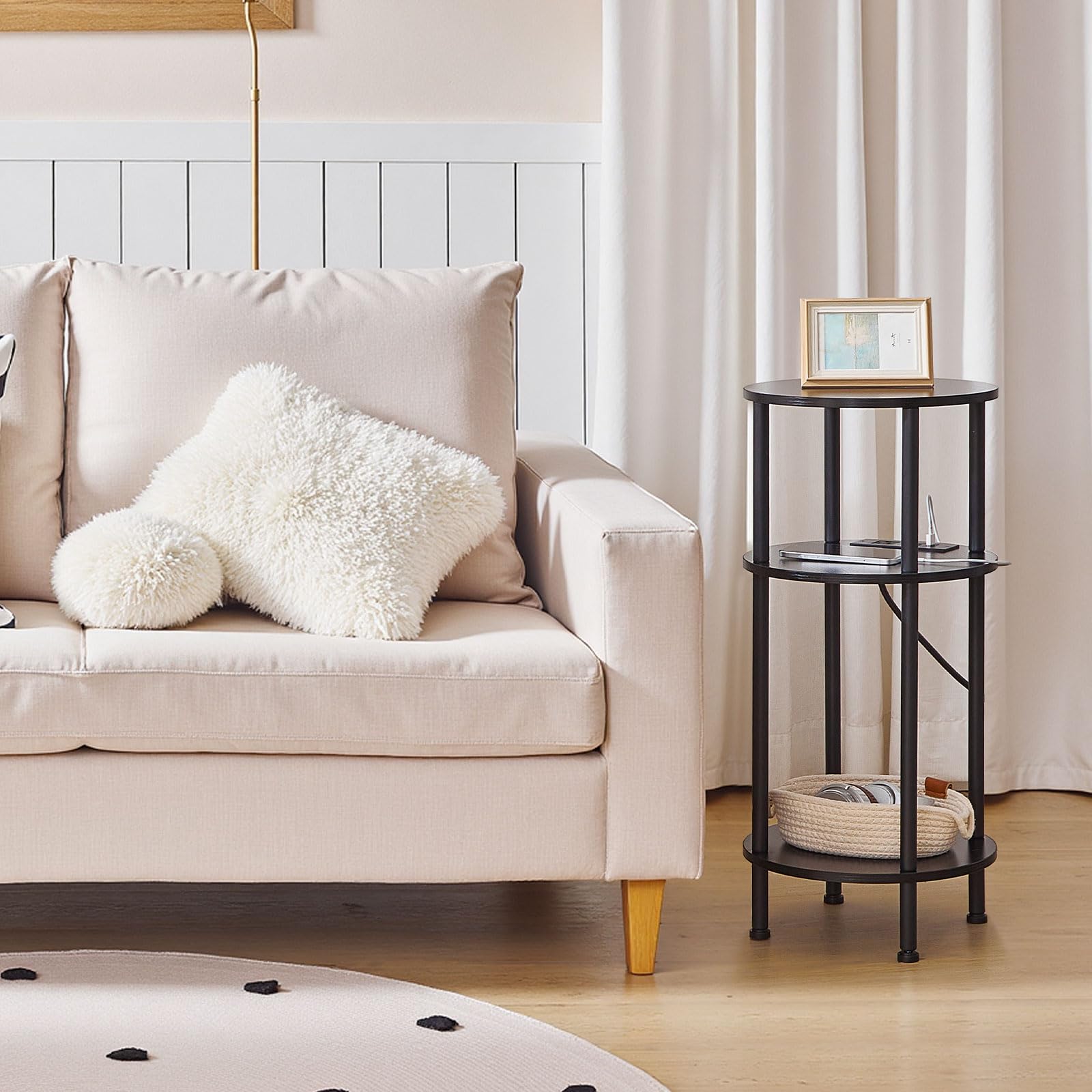 hoobro-side-tables-table-d-appoint-ronde-noire-3-niveaux-avec-prise image 5