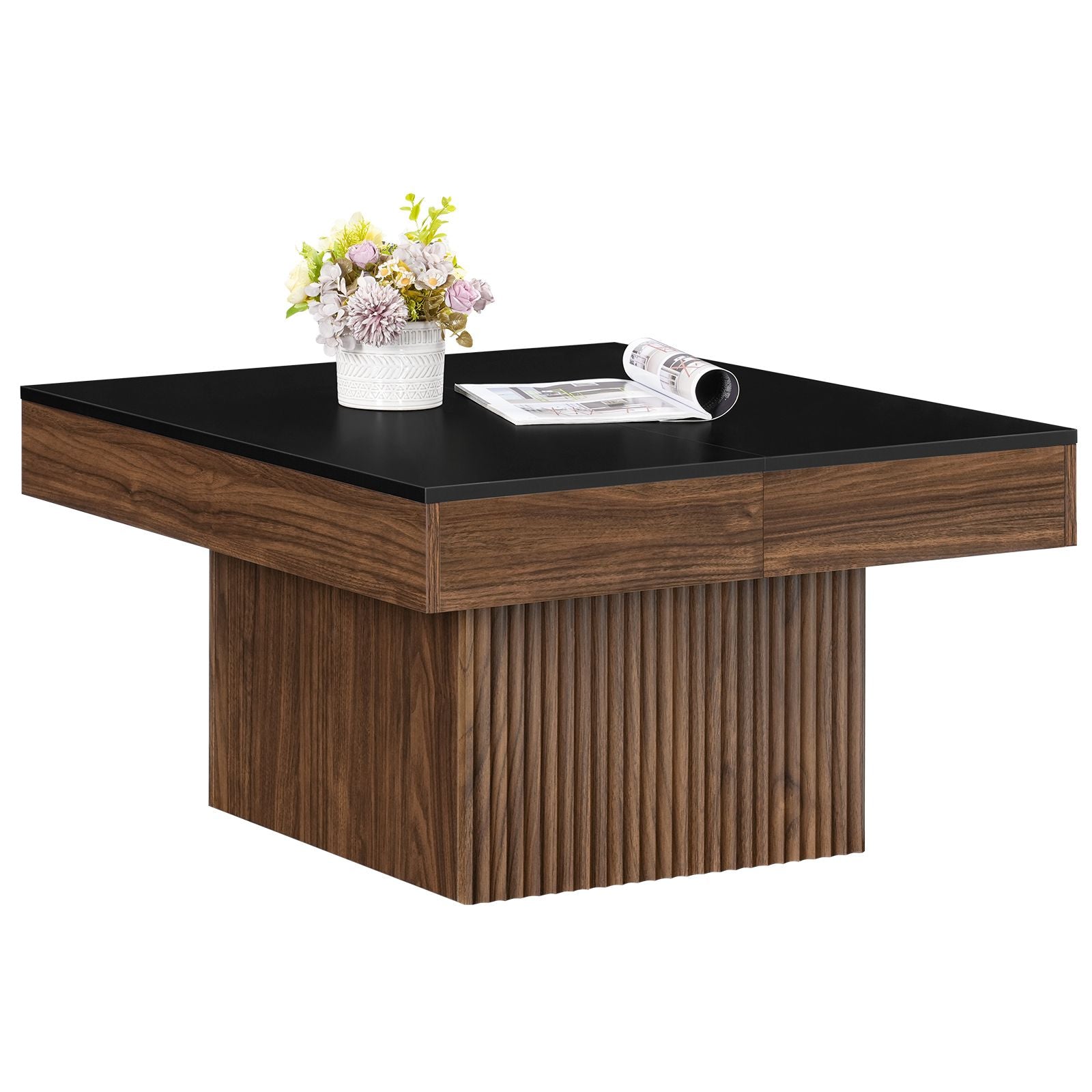 hoobro-coffee-tables-table-basse-carr-e-marron-extensible-avec-coffre image 1