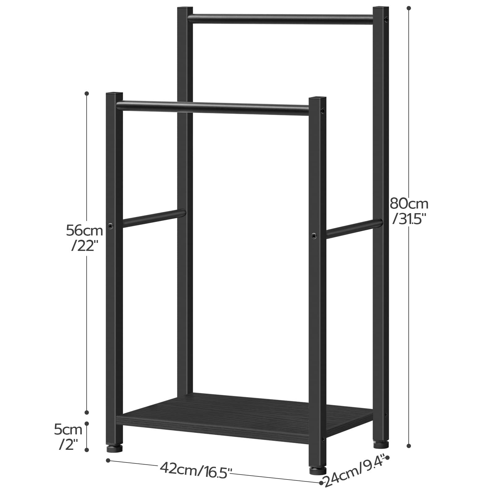 hoobro-bathroom-furniture-porte-serviettes-sur-pied-2-niveaux-noir image 4