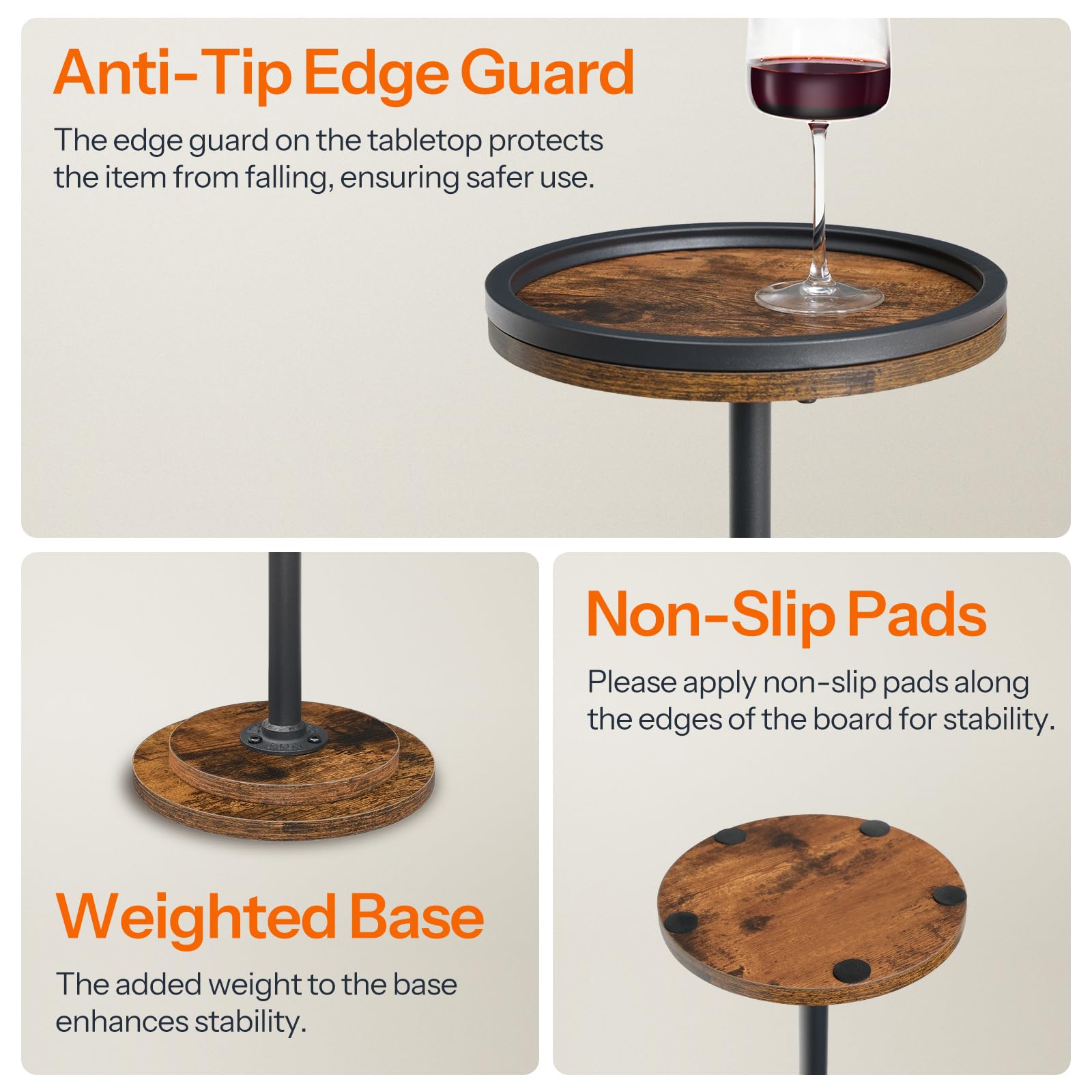 hoobro-side-tables-petite-table-d-appoint-ronde-marron-caf image 7