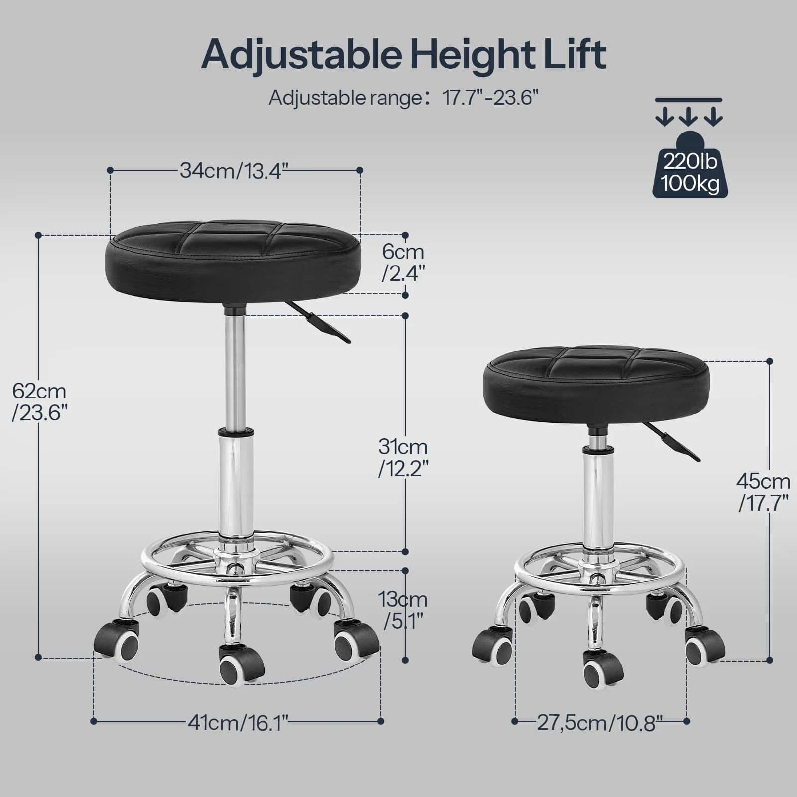 hoobro-tabouret-roulant-rond-r-glable-simili-cuir-noir image 3
