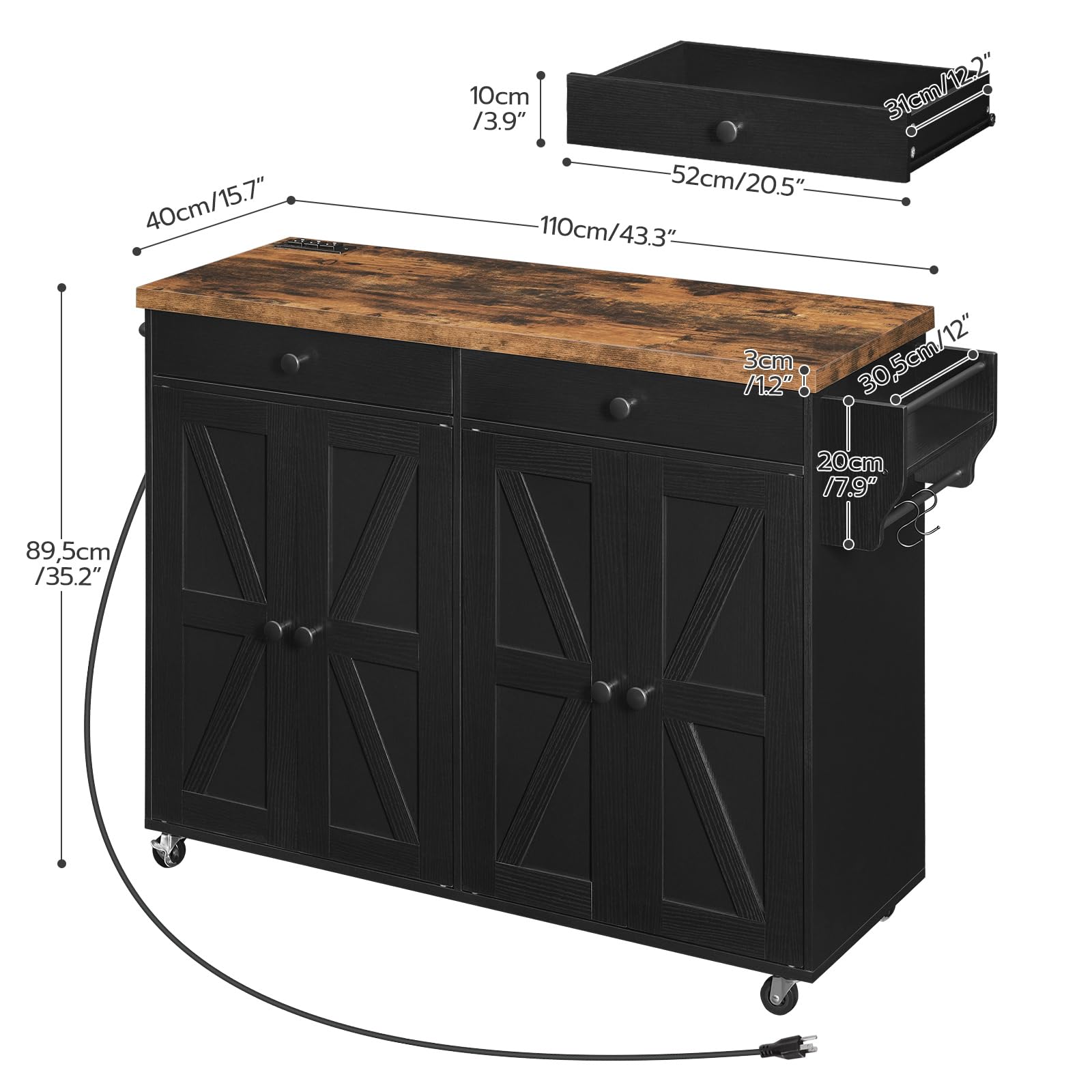 hoobro-kitchen-furniture-lot-cuisine-mobile-marron-110-cm image 1