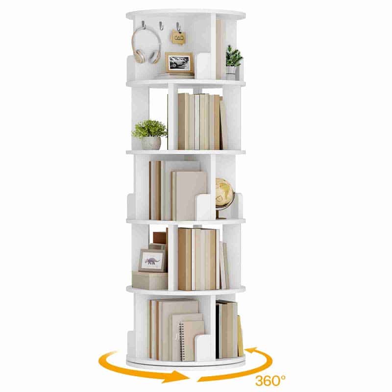 hoobro-bookshelves-biblioth-que-pivotante-5-tages-blanche image 1