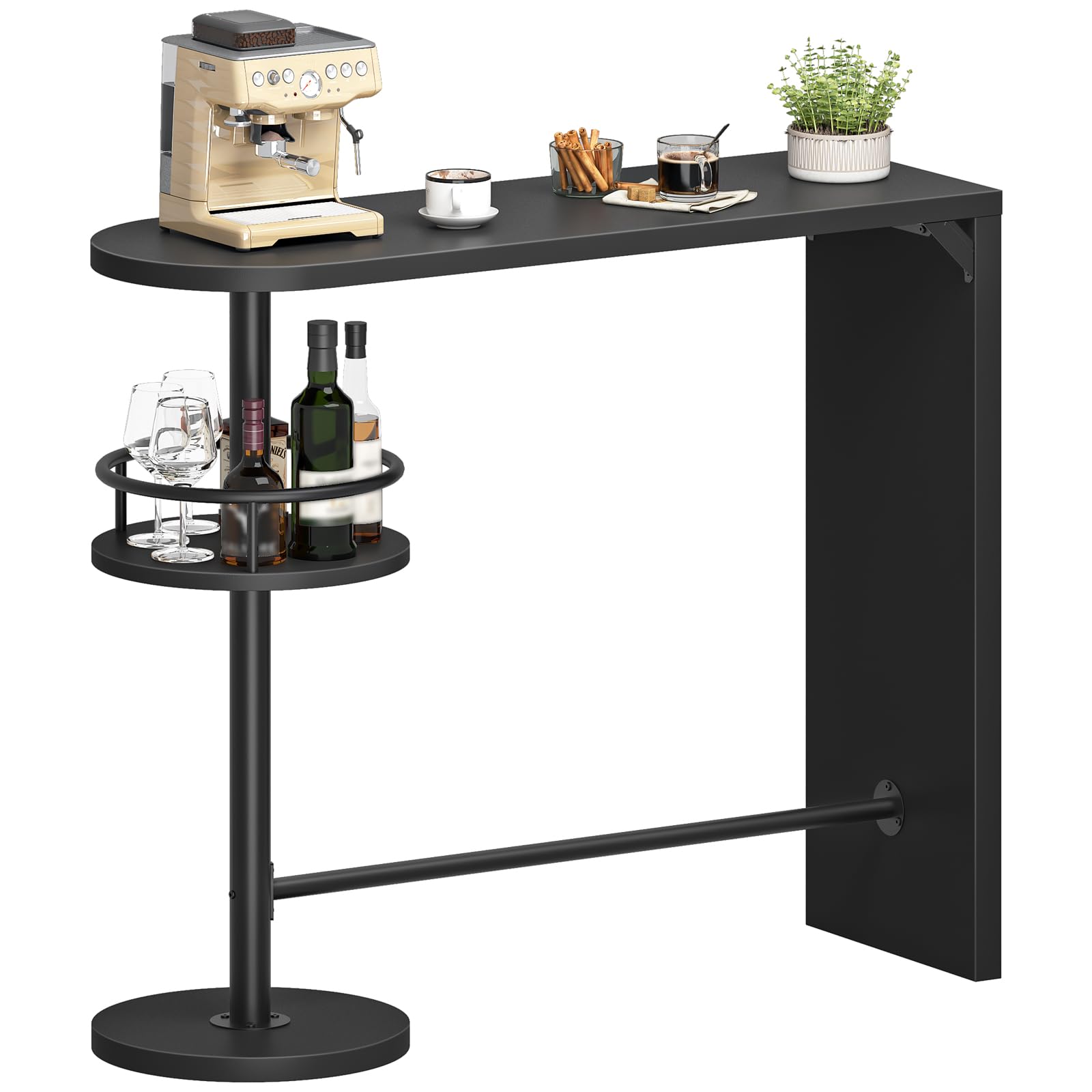 hoobro-beverage-counters-table-de-bar-noire-2-niveaux-prise image 1