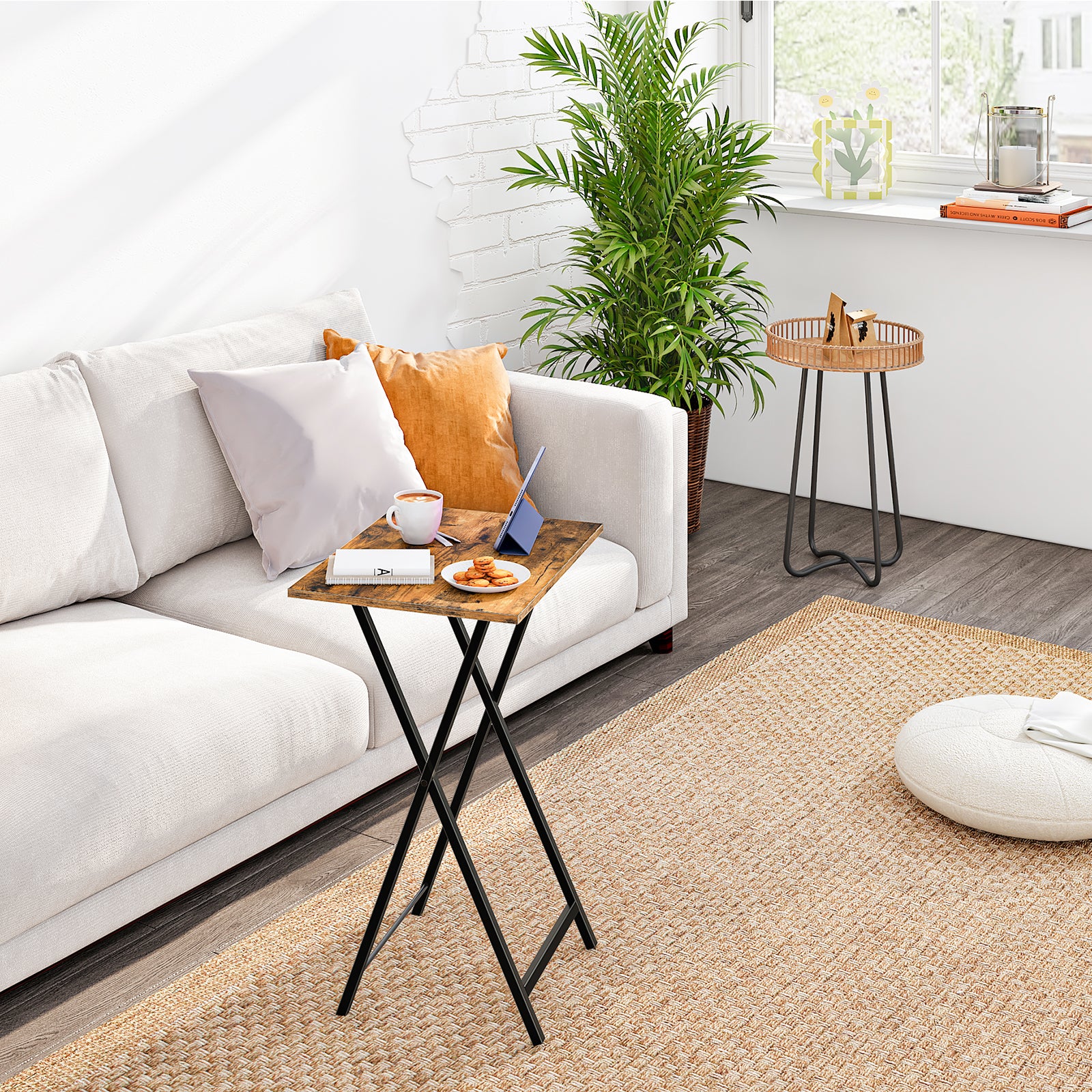 hoobro-tv-tray-tables-pliantes-marron-lot-de-2-plateaux-tv image 7