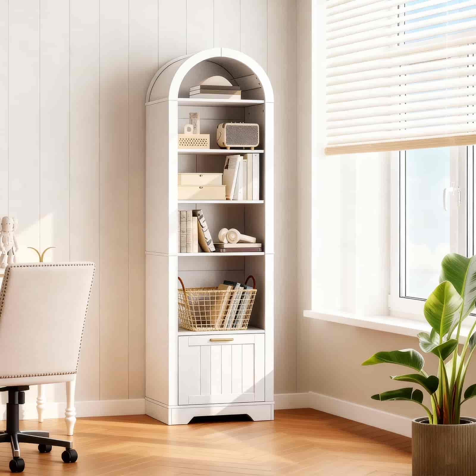 hoobro-biblioth-que-arche-blanche-180-cm-tiroir-dossier image 3