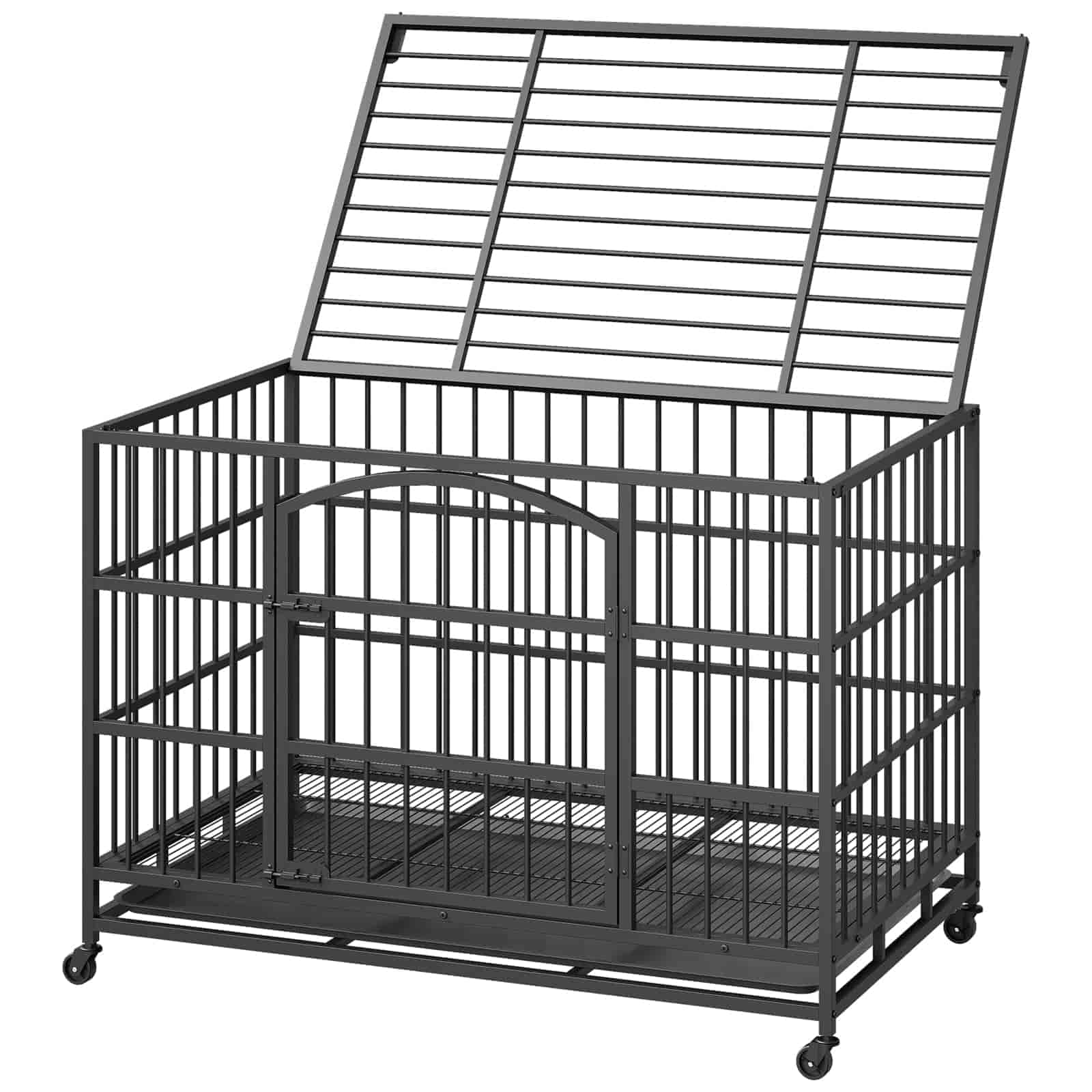 hoobro-cage-chien-48-pouces-noire-m-tal-roulettes image 3