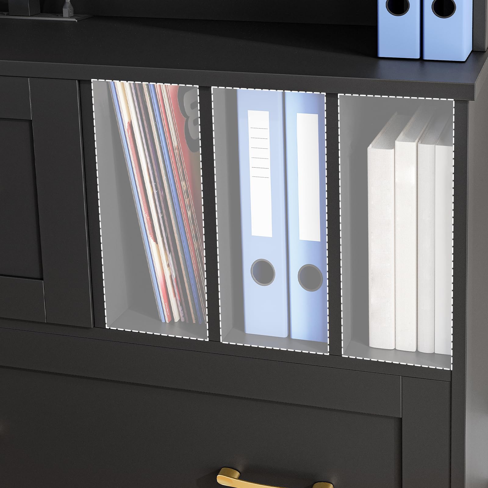 hoobro-caisson-2-tiroirs-classeur-noir-led-usb image 4