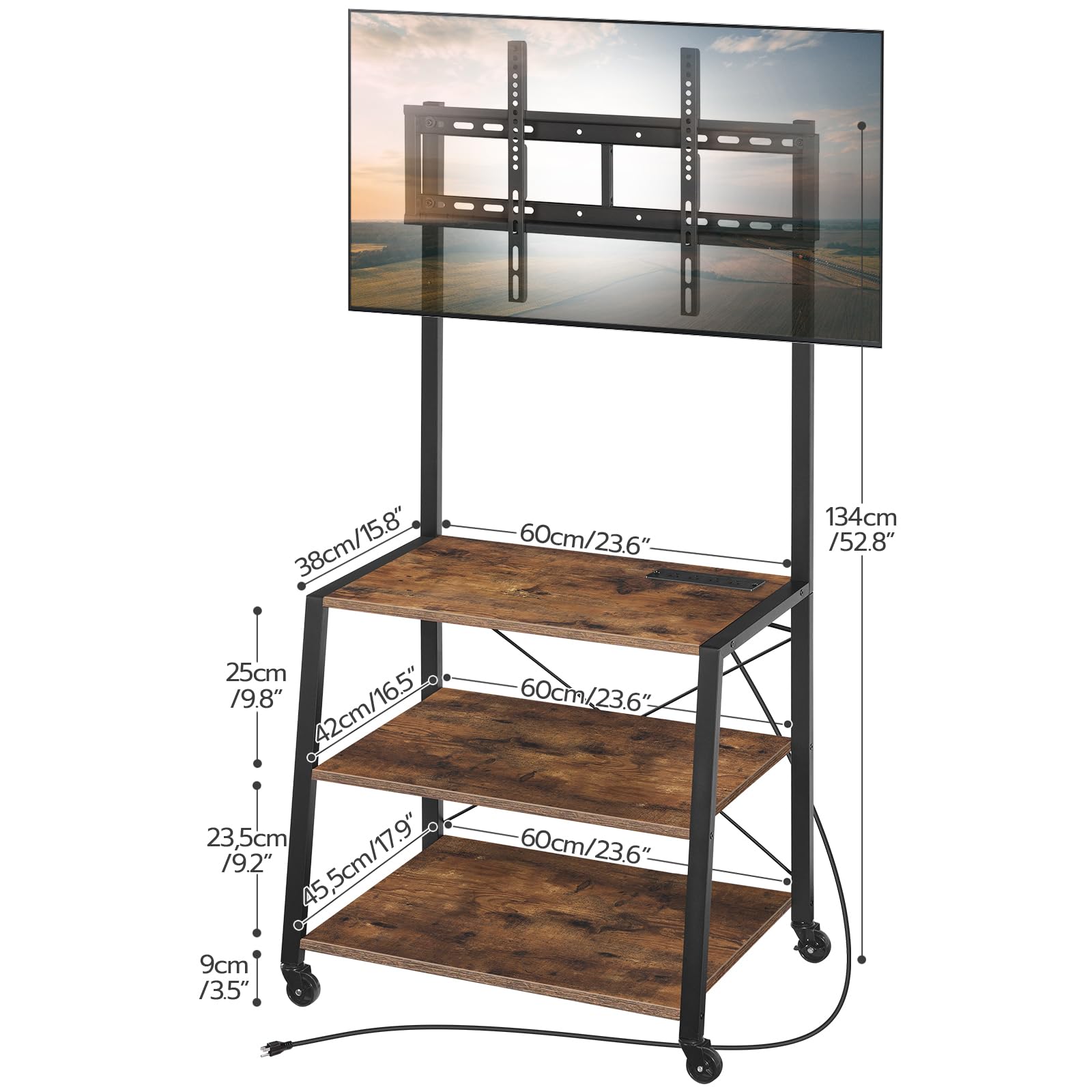 hoobro-tv-stands-bf66uds01-meuble-tv-roulettes-marron image 5