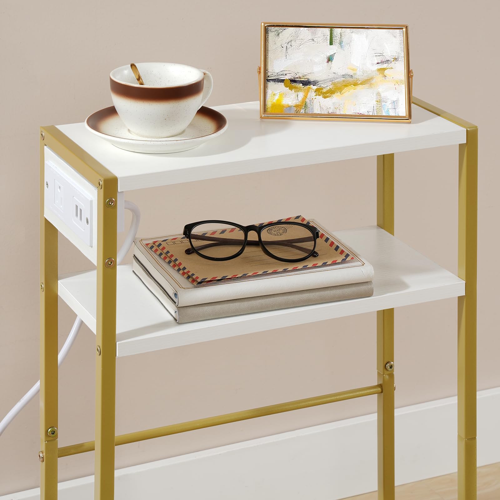 hoobro-side-tables-table-d-appoint-troite-dor-avec-usb image 4