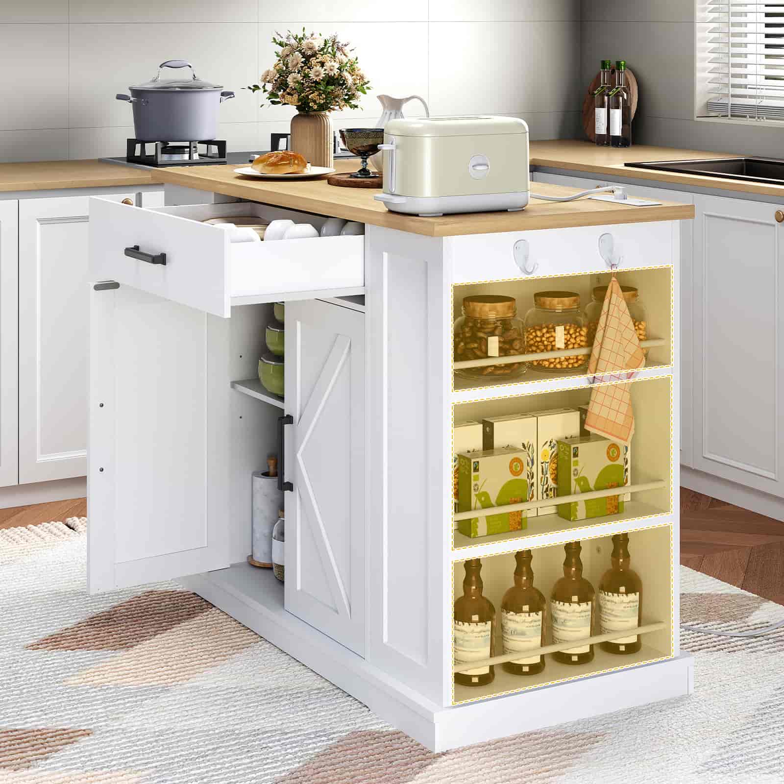 hoobro-lot-cuisine-roulant-120-cm-blanc-prise-tiroir image 6