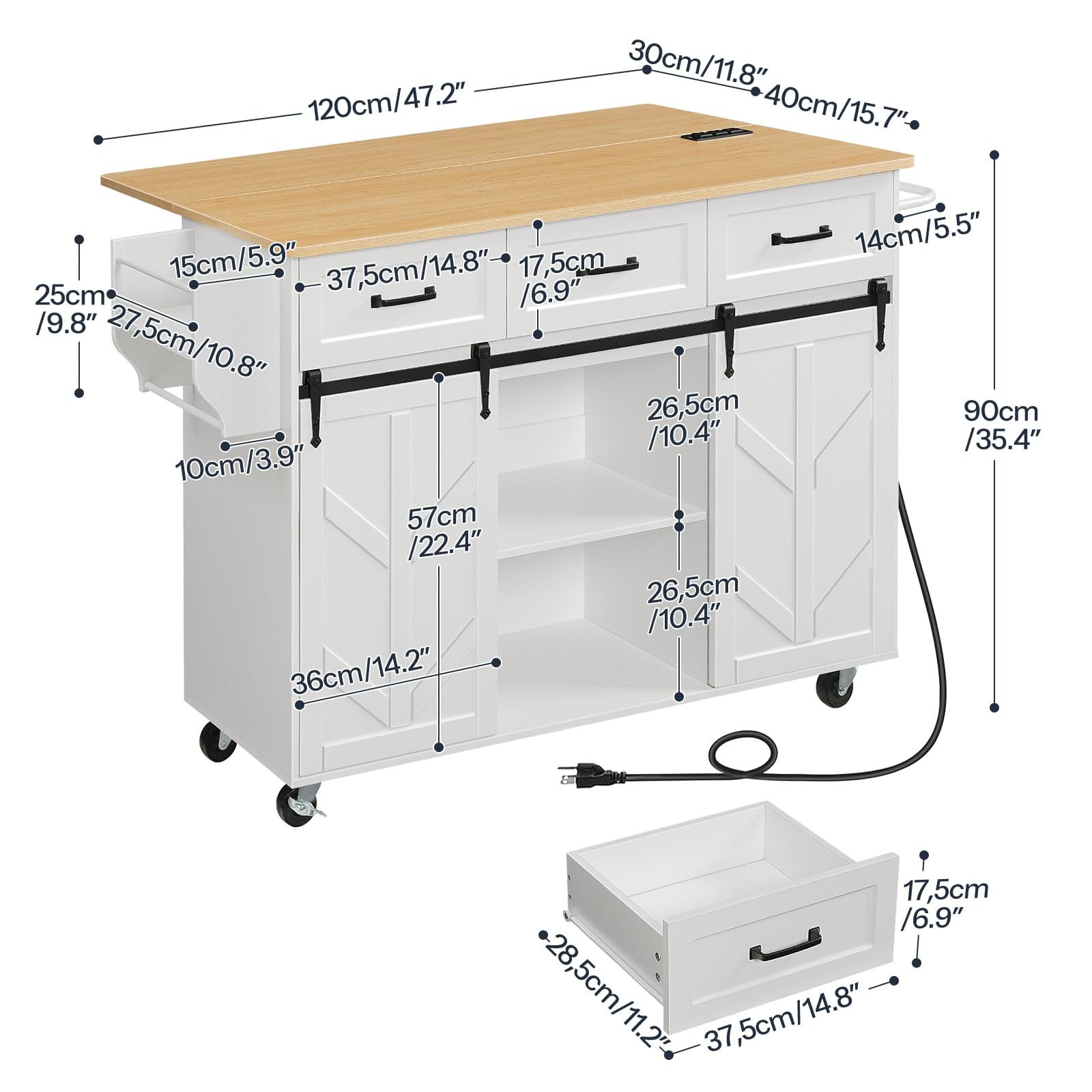 hoobro-kitchen-furniture-lot-cuisine-roulettes-blanc-avec-prise image 3