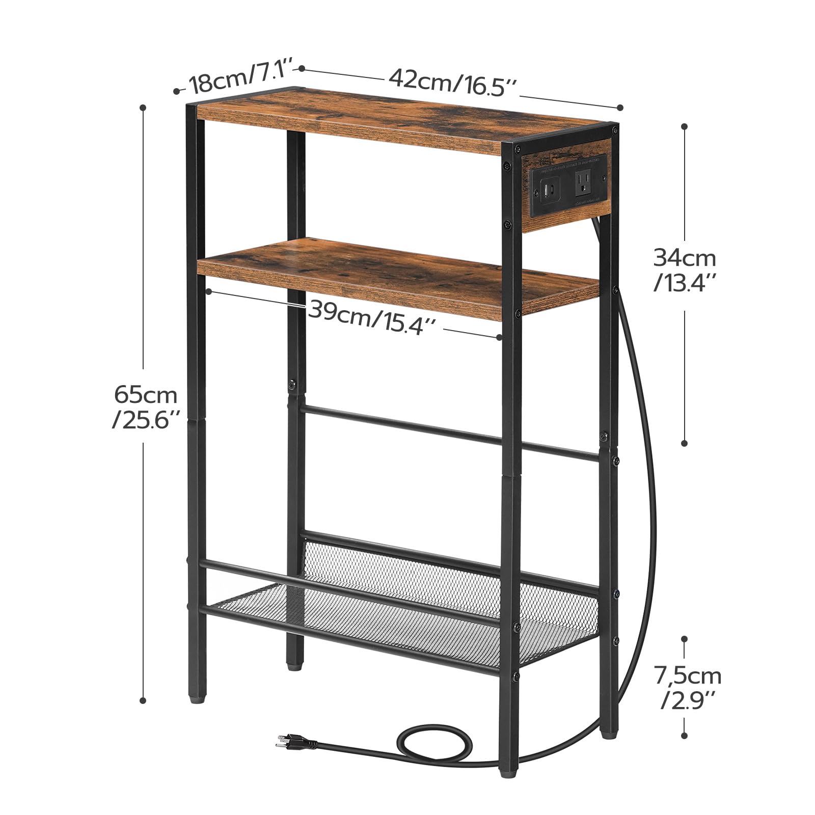 hoobro-side-tables-lot-2-bouts-canap-marron-usb image 4