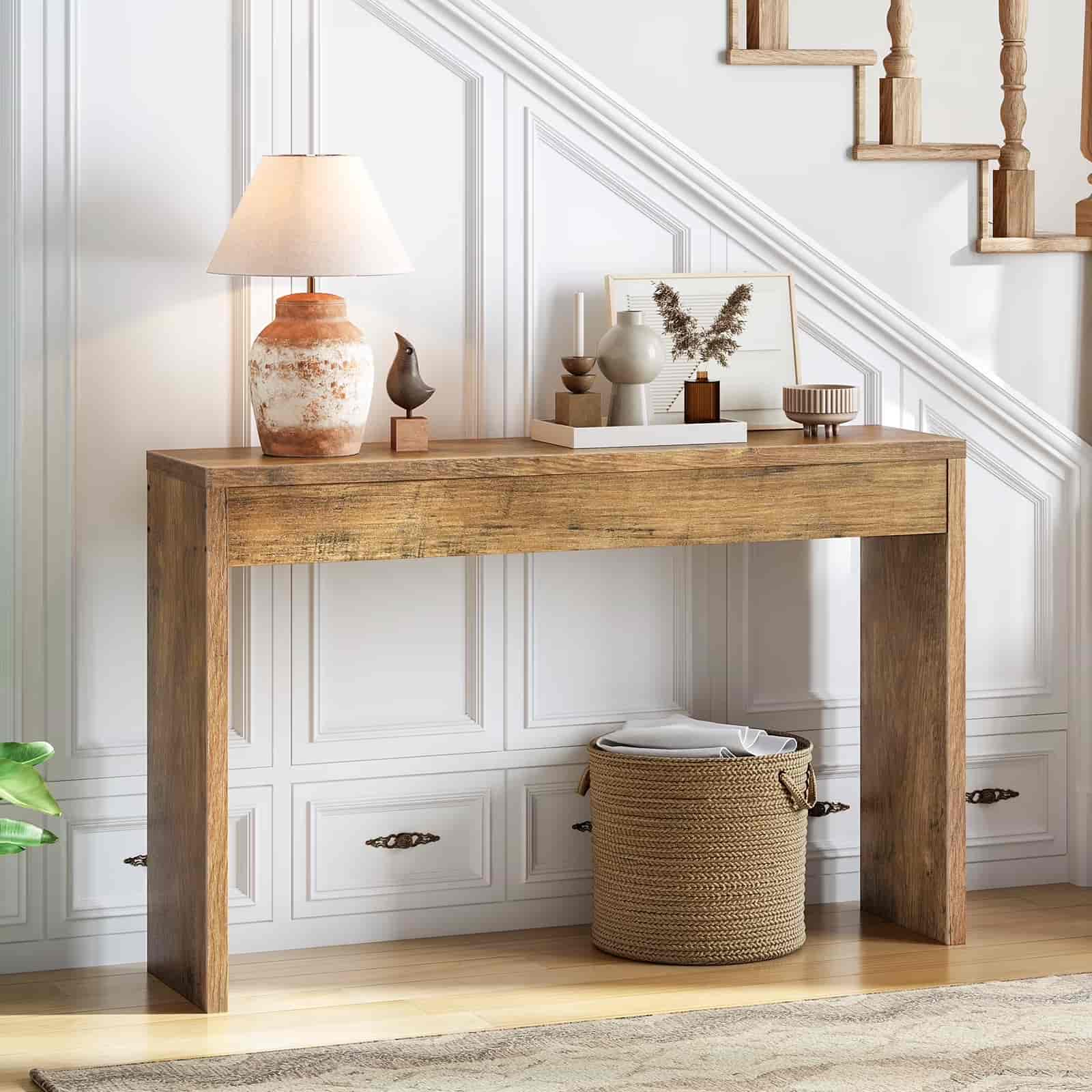 hoobro-console-table-120-cm-console-entr-e-marron-minimaliste image 2