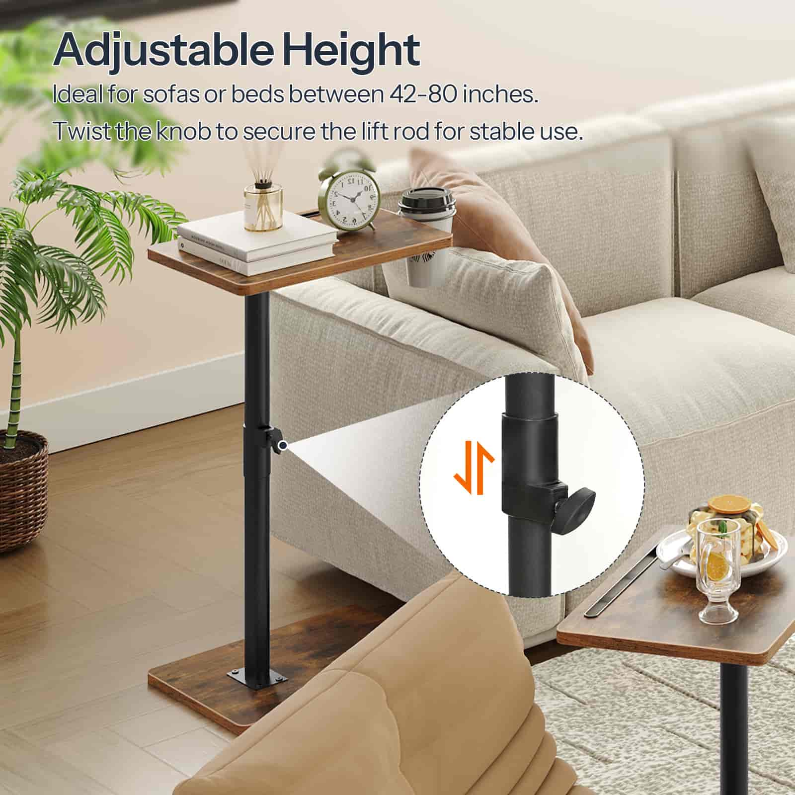 hoobro-tv-tray-tables-table-canap-marron-hauteur-r-glable image 5