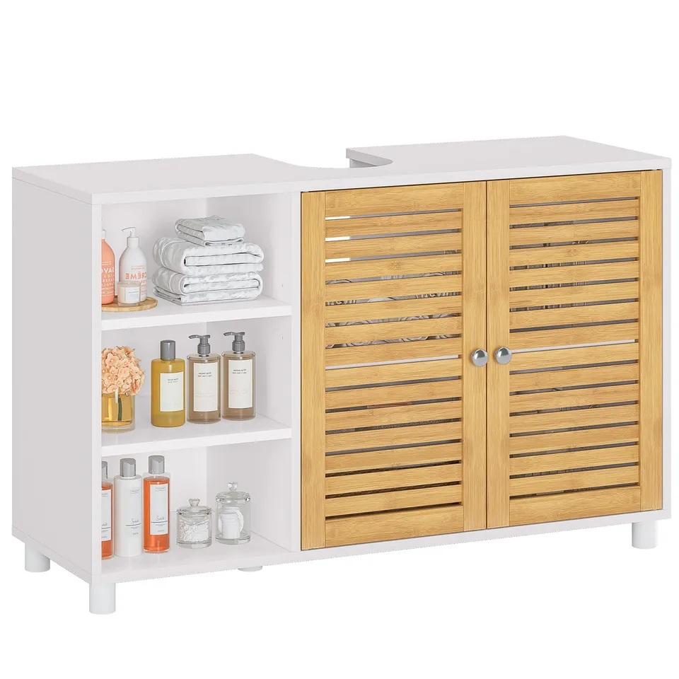 forabamb-meuble-sous-vasque-90x30x60cm-2-portes-bambou image 1