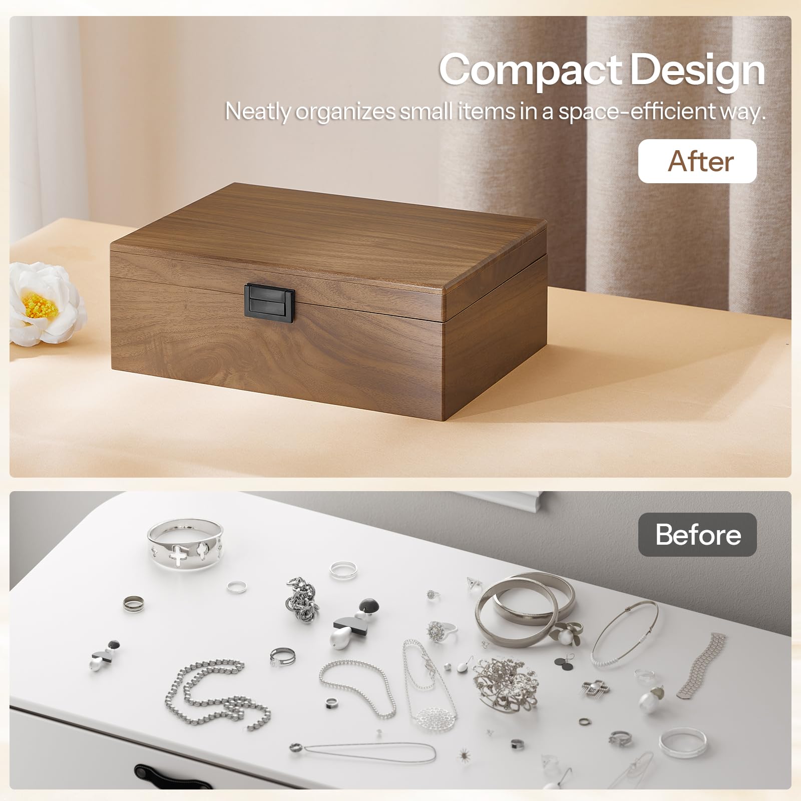 hoobro-jewelry-boxes-bo-te-bijoux-bois-noyer-2-tages-plateau-amovible image 6