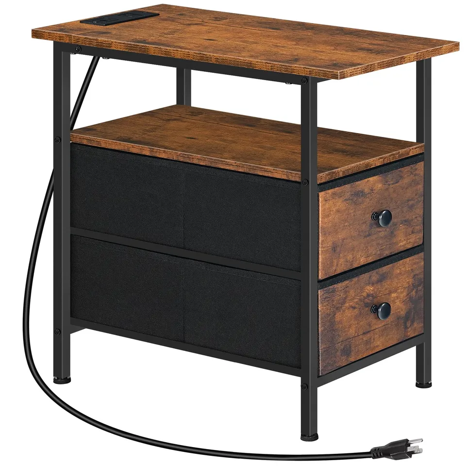 hoobro-side-tables-table-chevet-bf486ubz01-marron-prise-usb image 1