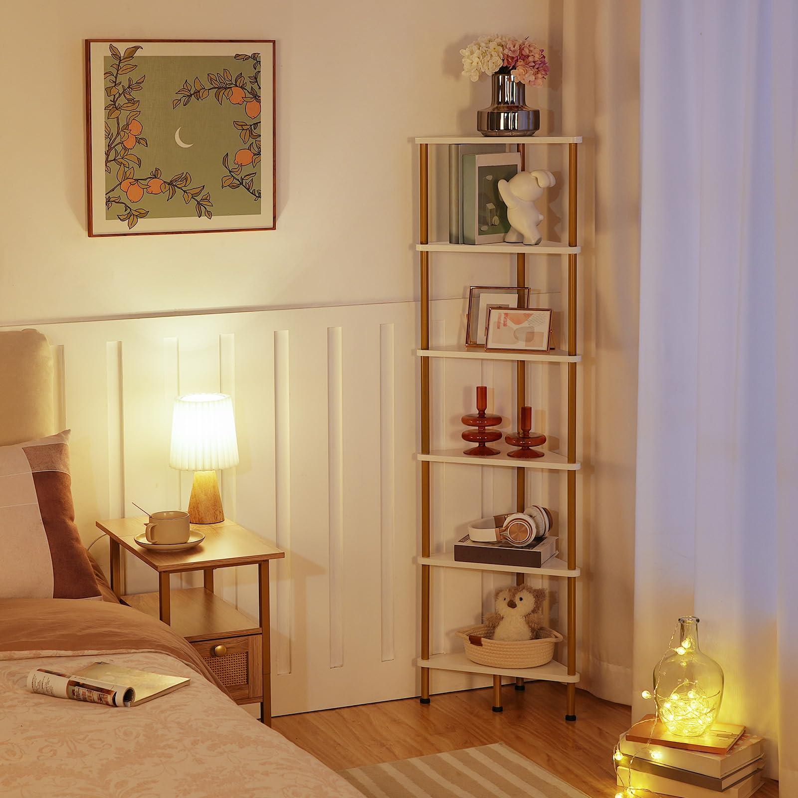 hoobro-bookshelves-dw36cj01-tag-re-angle-6-niveaux-blanc image 2