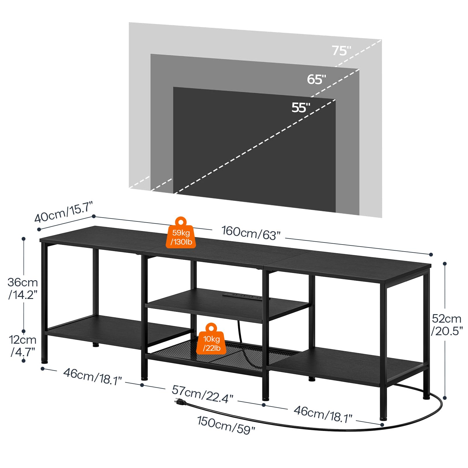 hoobro-meuble-tv-noir-bb60ds01-75-pouces-prises image 3