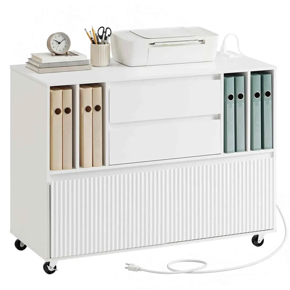 hoobro-caisson-bureau-blanc-imprimante-100cm-prise image 1