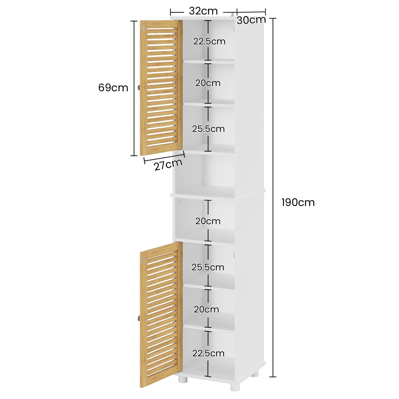 forabamb-colonne-salle-de-bain-190-cm-blanc-bambou-moderne image 2