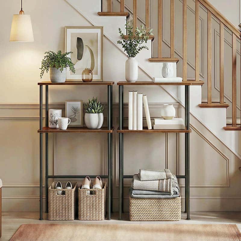 hoobro-console-table-console-troite-marron-40-cm-2-niveaux image 4