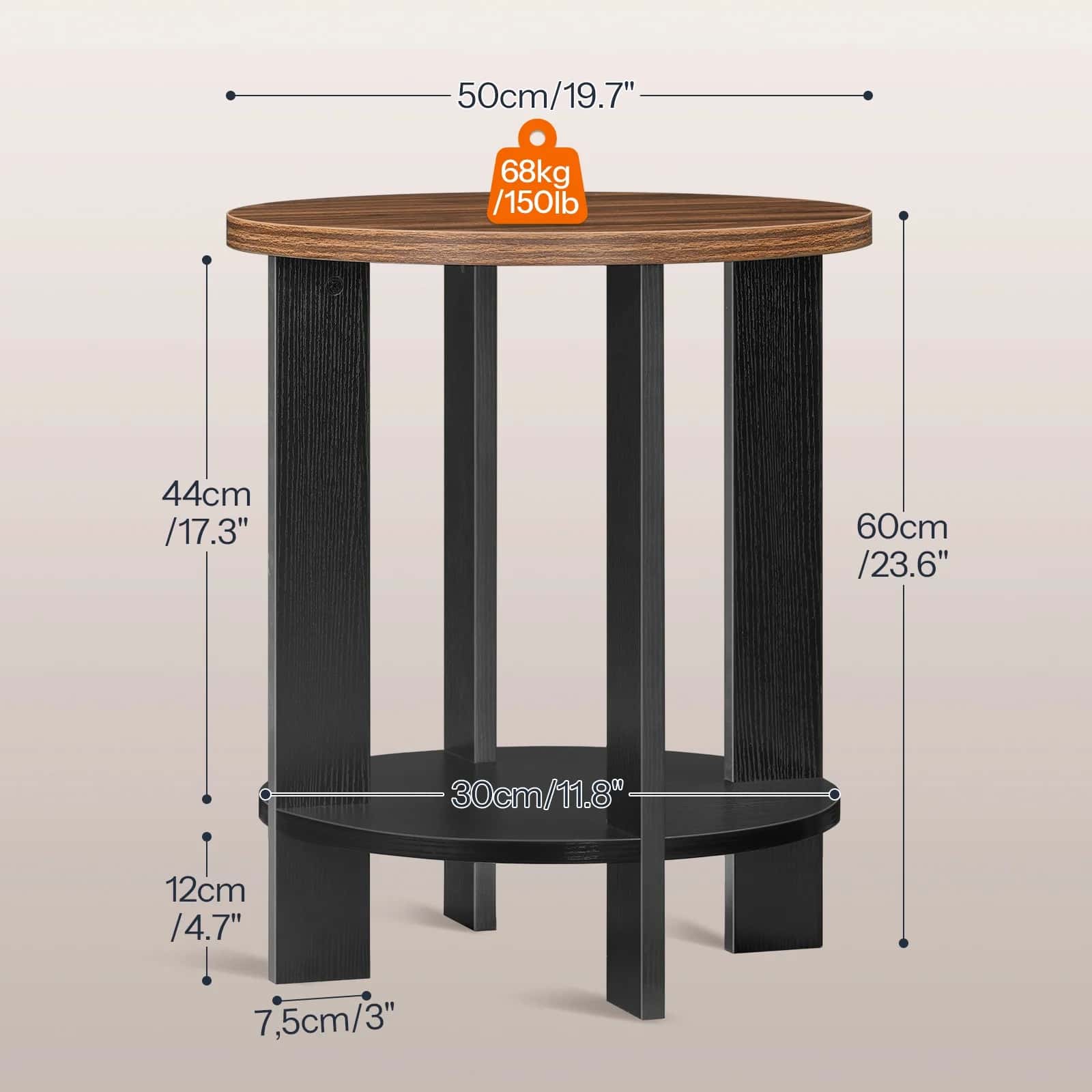 hoobro-side-tables-table-d-appoint-ronde-marron-2-niveaux image 4