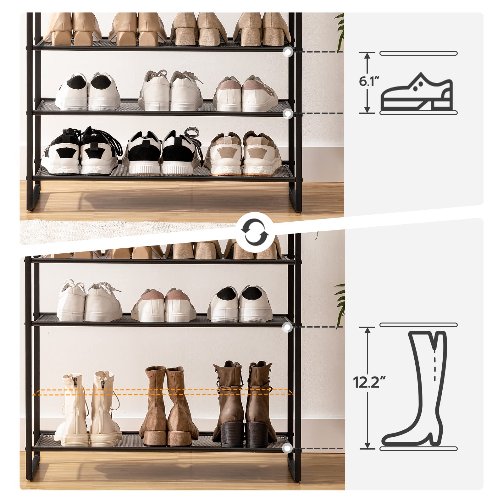 hoobro-shoe-racks-meuble-chaussures-marron-10-niveaux-50-paires image 7