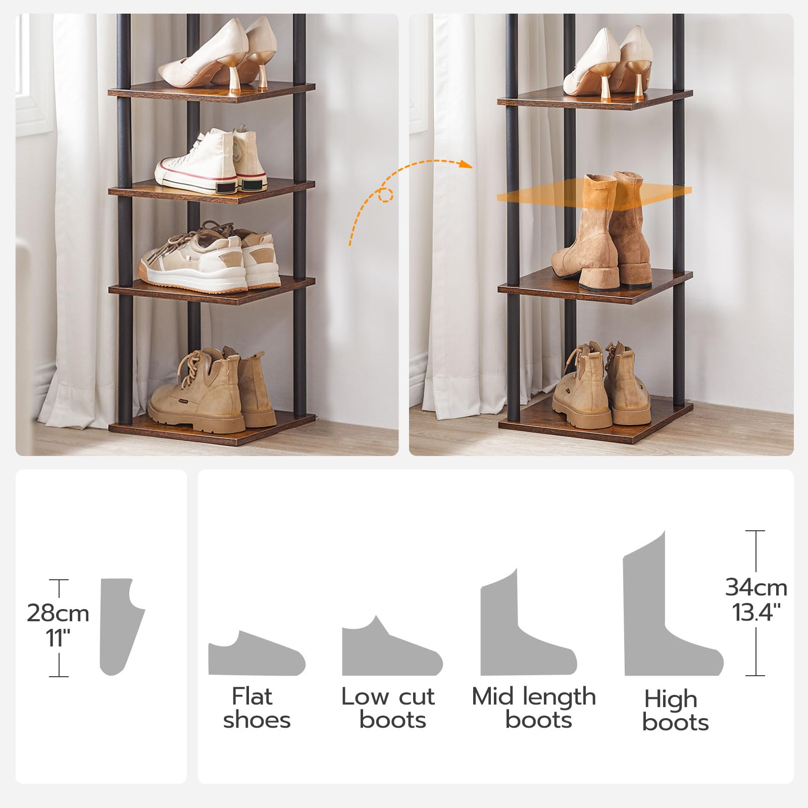 hoobro-shoe-racks-8-tier-meuble-chaussures-marron-2 image 8