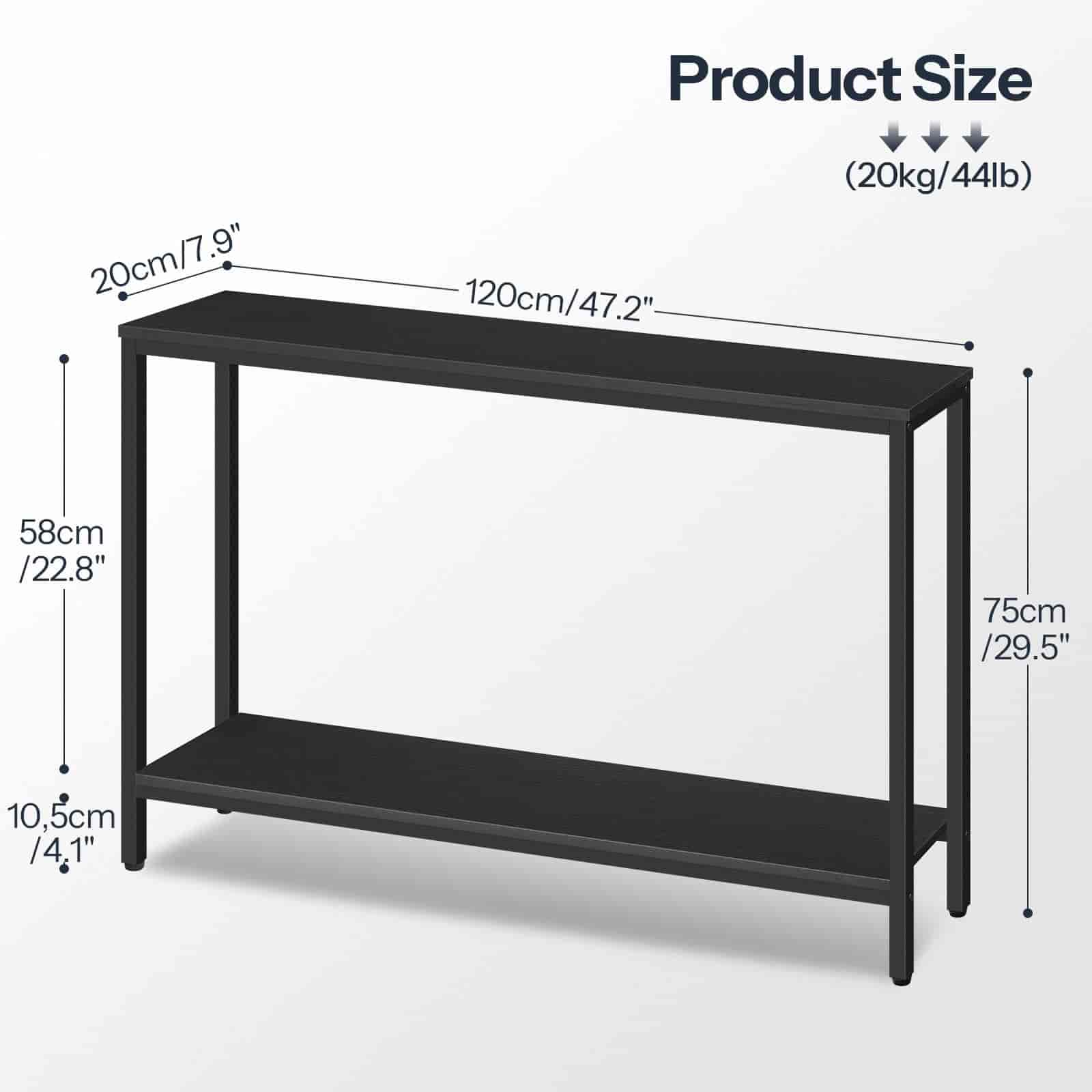 hoobro-console-table-console-troite-120-cm-noire-avec-tag-re image 4