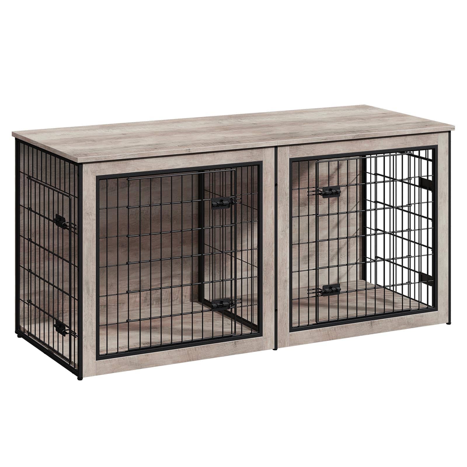 hoobro-pet-furniture-niche-chien-double-bois-greige-tv image 3