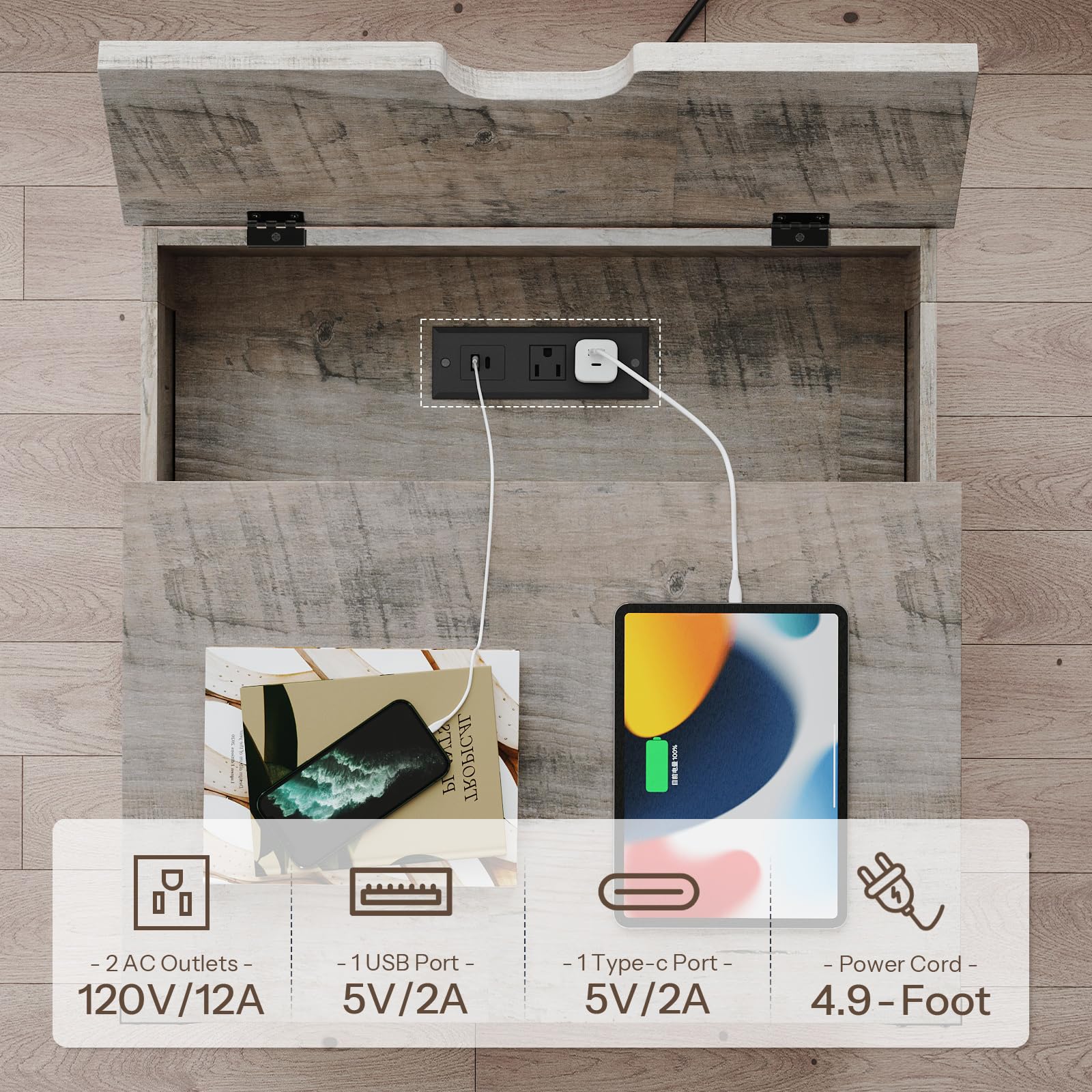 hoobro-bout-de-canap-greige-prises-usb-placard-60-cm image 5