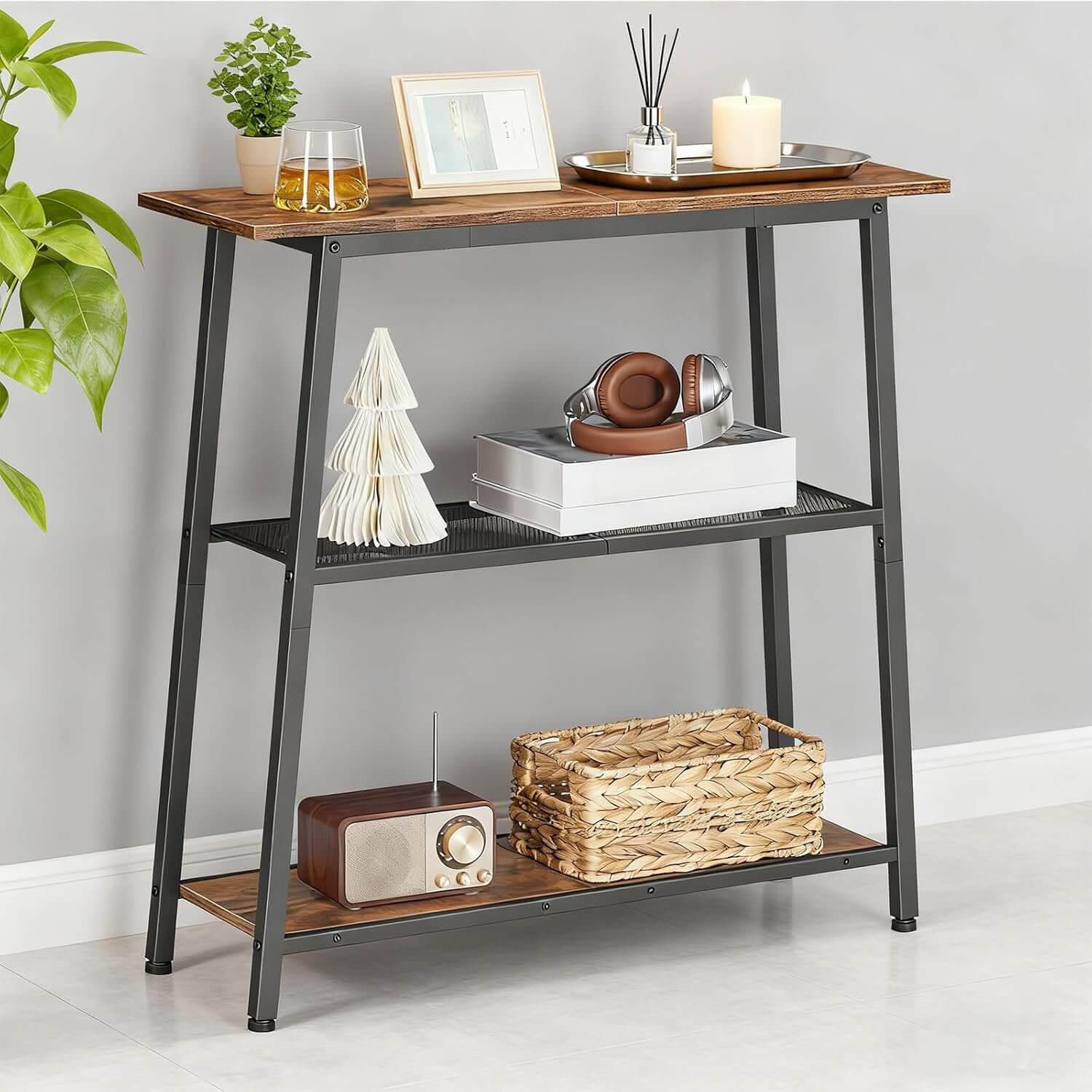 hoobro-console-table-console-entr-e-marron-3-niveaux-troite image 8