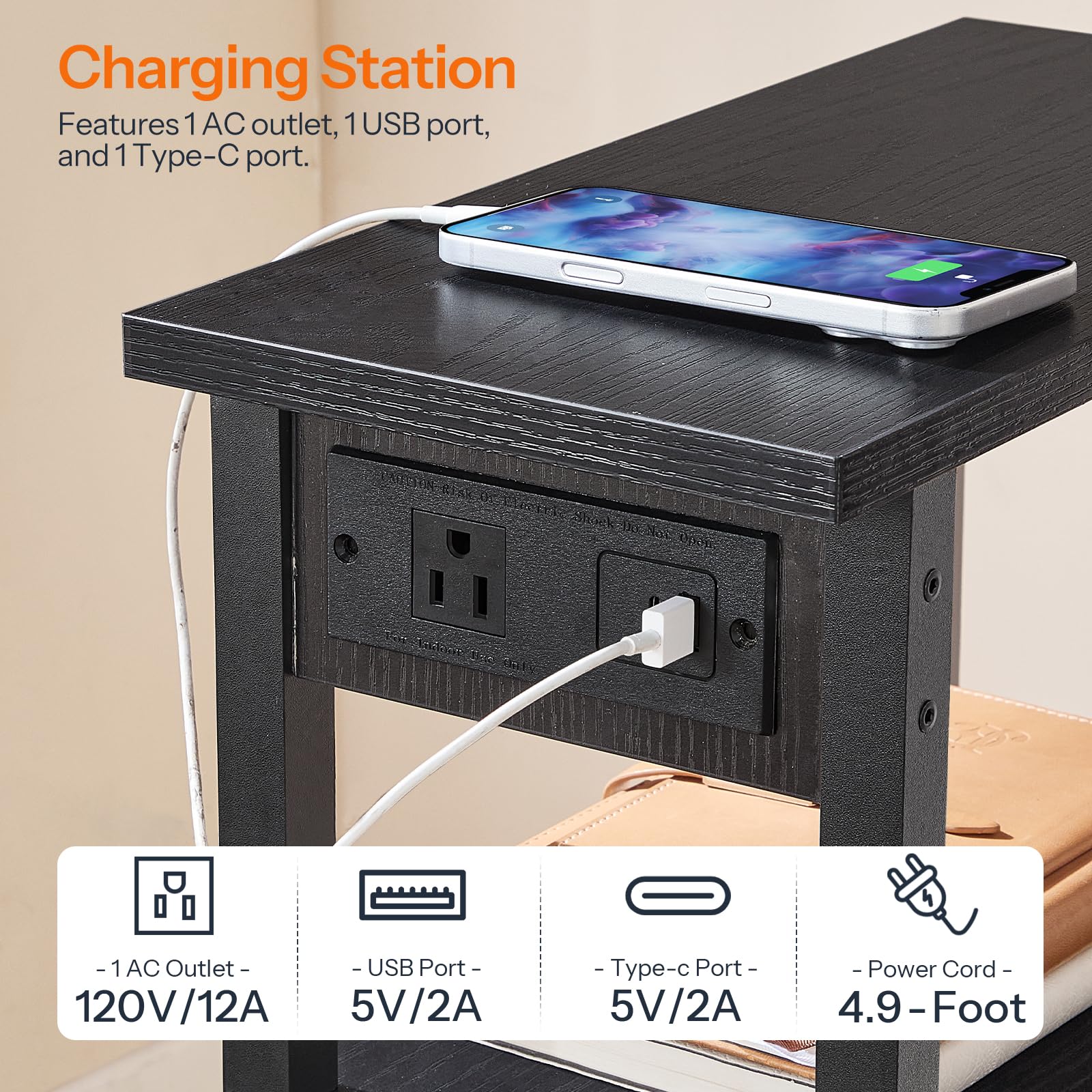 hoobro-bb340ubz01-table-d-appoint-prise-usb-noire image 7