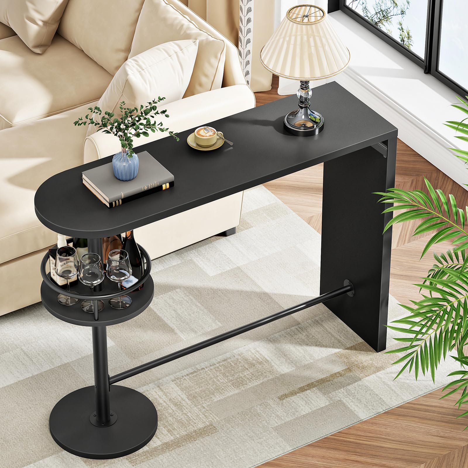 hoobro-beverage-counters-table-de-bar-noire-2-niveaux-prise image 6