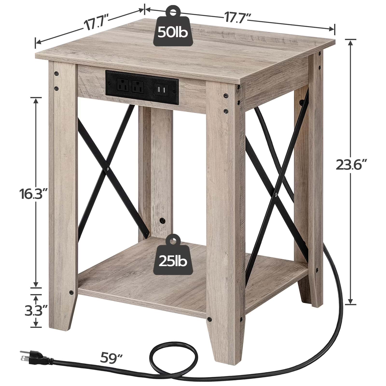 hoobro-table-d-appoint-industrielle-gr-ge-lot-de-2-usb image 4