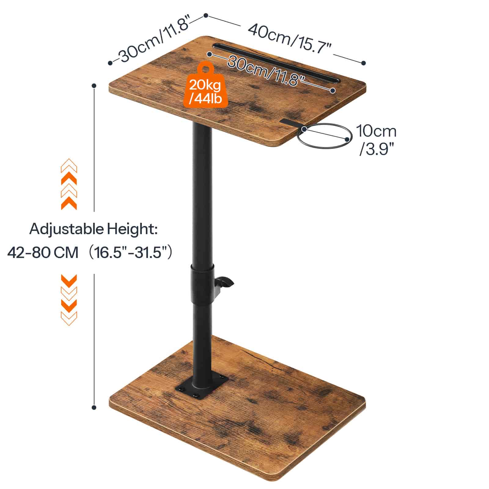 hoobro-tv-tray-tables-table-canap-marron-hauteur-r-glable image 3