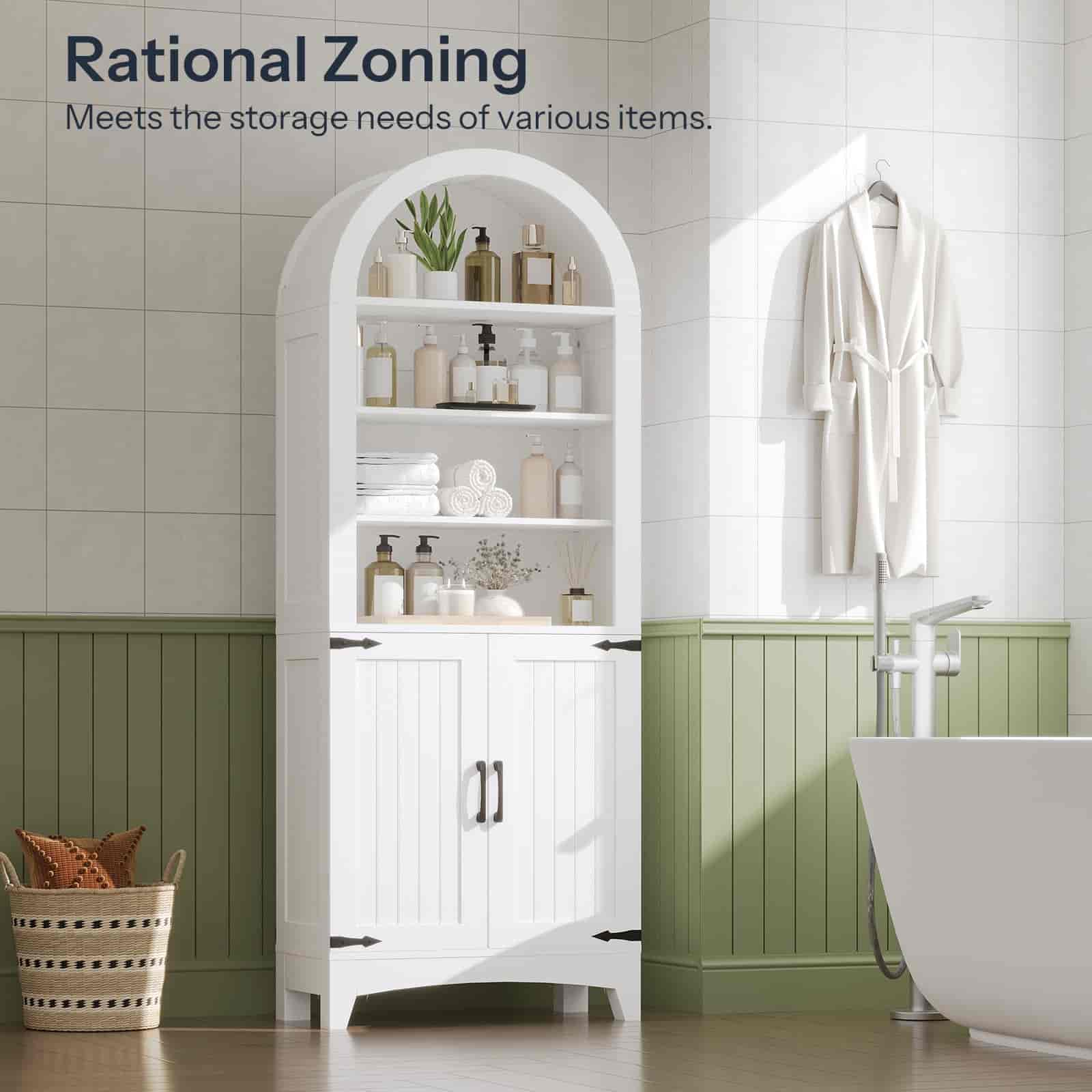 hoobro-armoire-salle-de-bain-haute-blanche-2-portes-170-cm image 4
