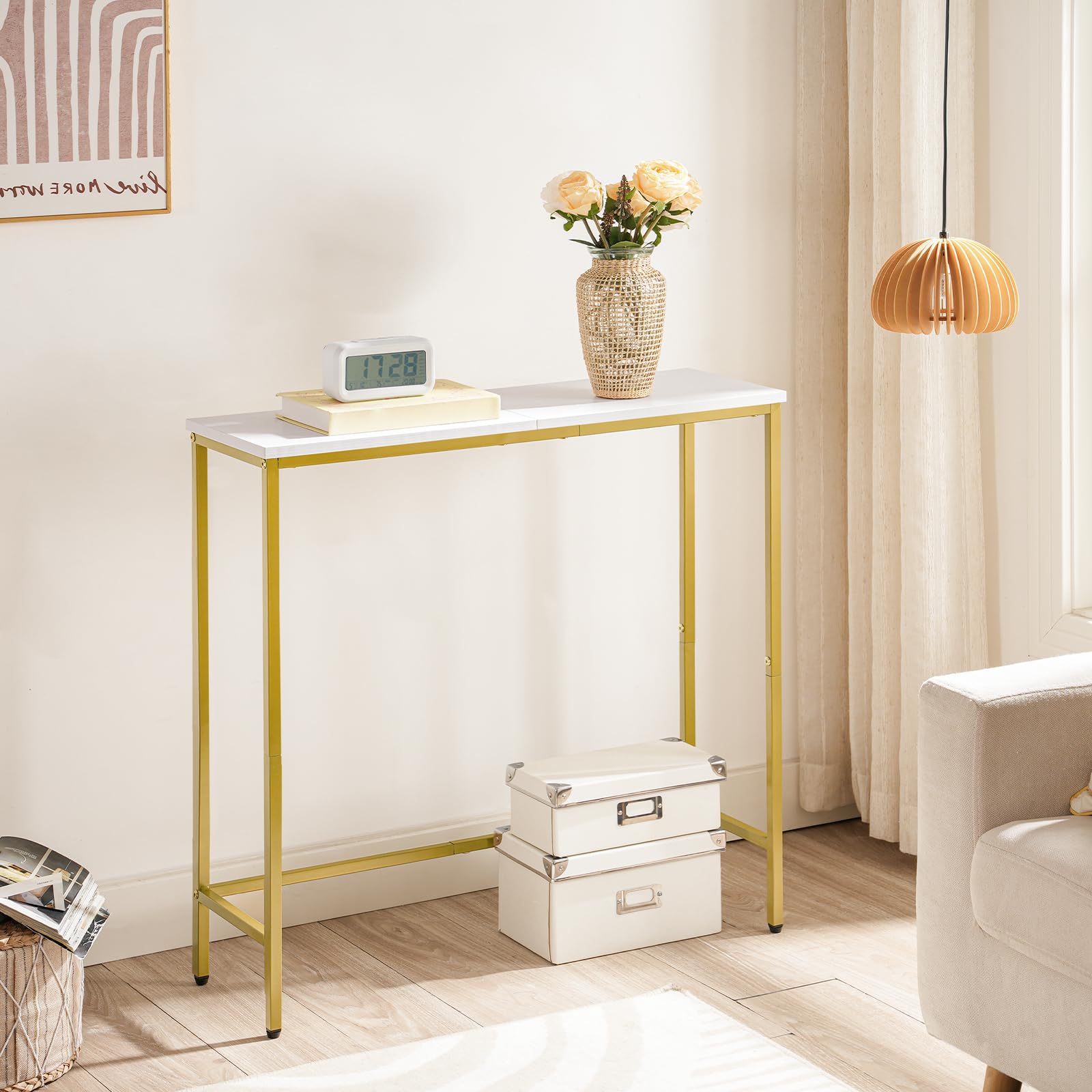hoobro-console-table-console-dor-e-75-cm-troite-bois-et-m-tal image 4